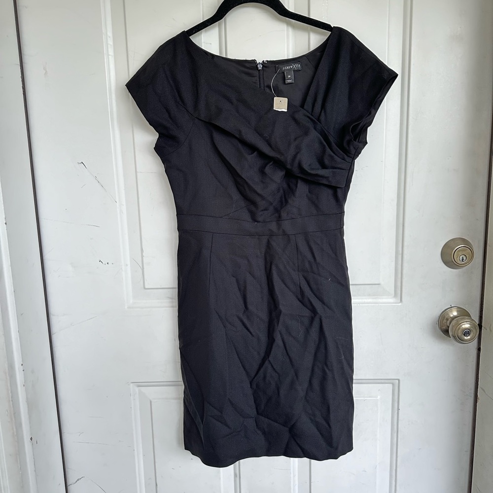 J. Crew 100% Wool Black Cap Sleeve Dress Sheath Suiting Career Women's Size 2P